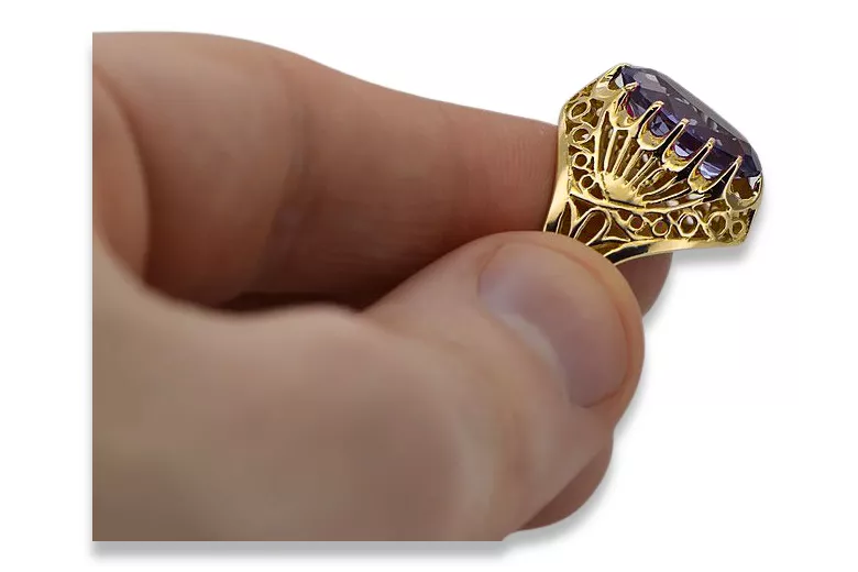 14k žluté zlato Alexandrit  Vintage Jewlery vrc020y